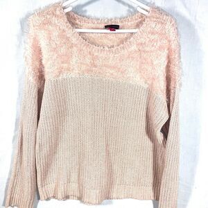 Vince Camuto Pale Pink ribbed knit faux fur sweater, Sz. M